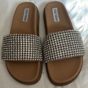 Steve Madden Silver Rhinestone Embellished Sandals